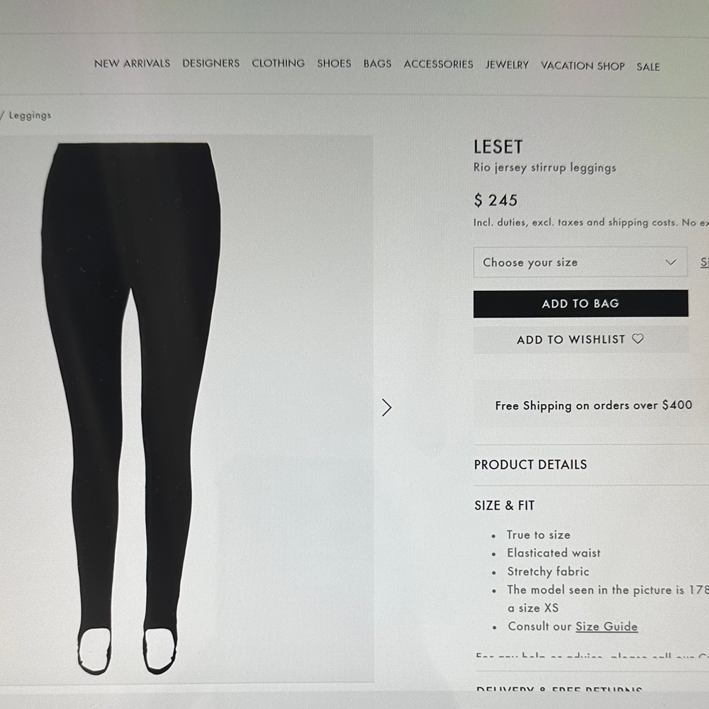 LESET Black Rio Jersey Stirrup Leggings